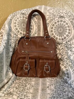B. Makowsky Brown Leather Satchel Handbag